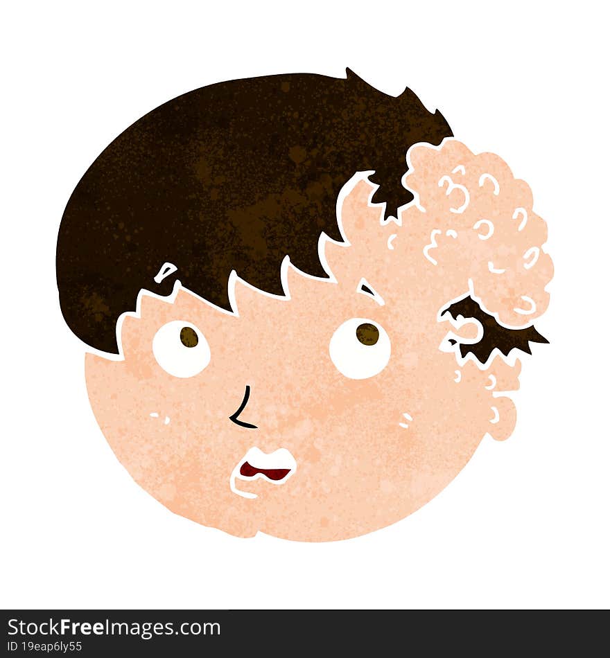 cartoon boy with ugly growth on head