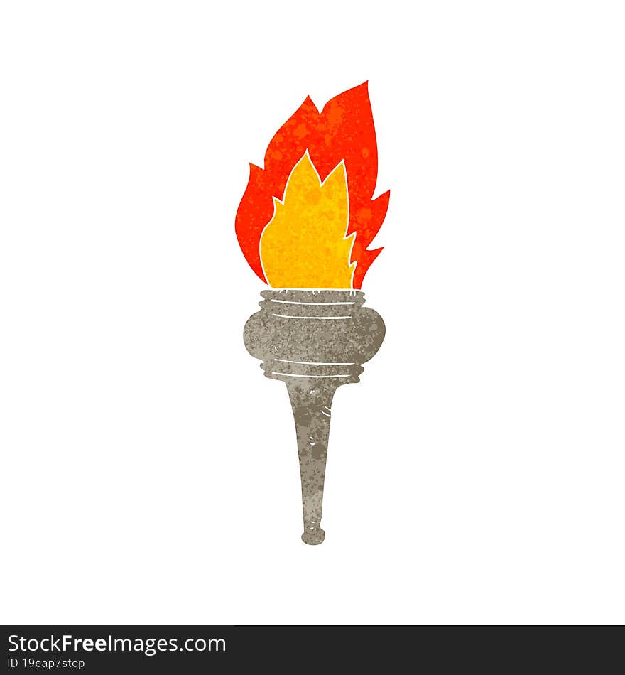 freehand retro cartoon flaming torch