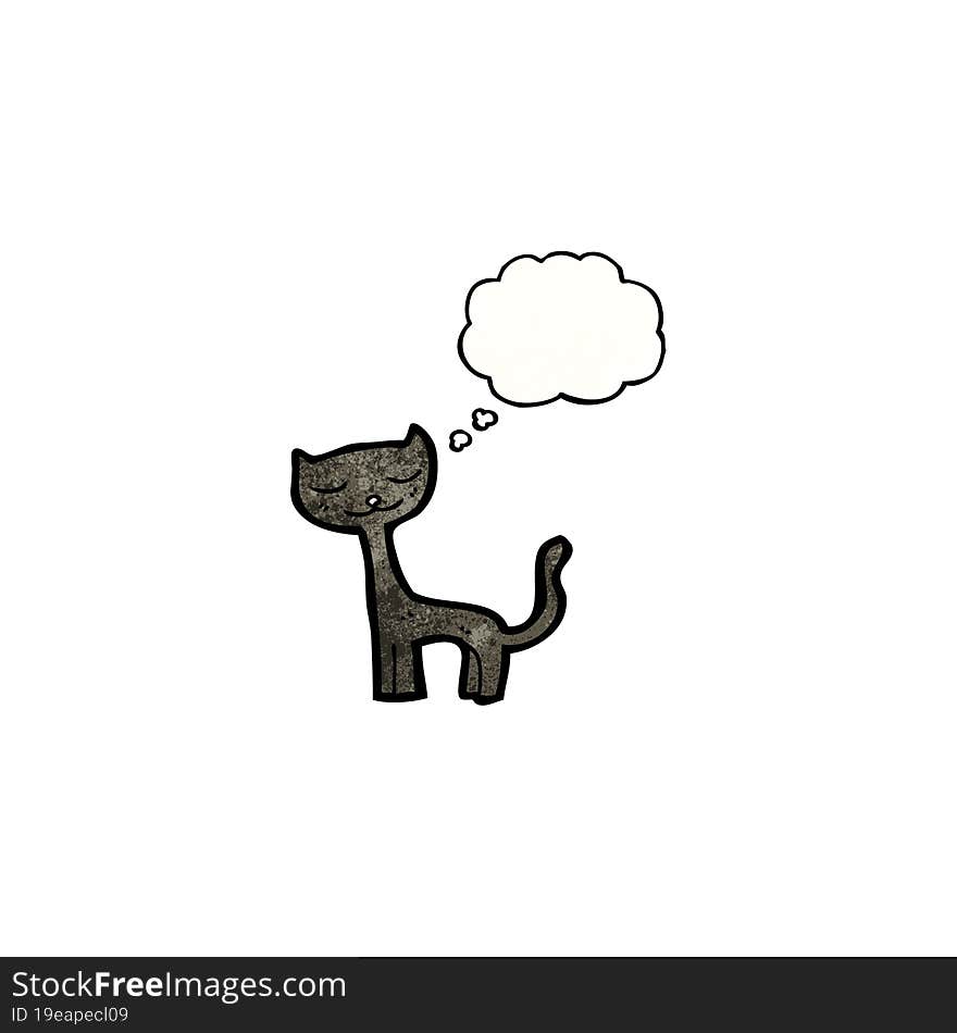 Cartoon Black Cat With Thought Bubble