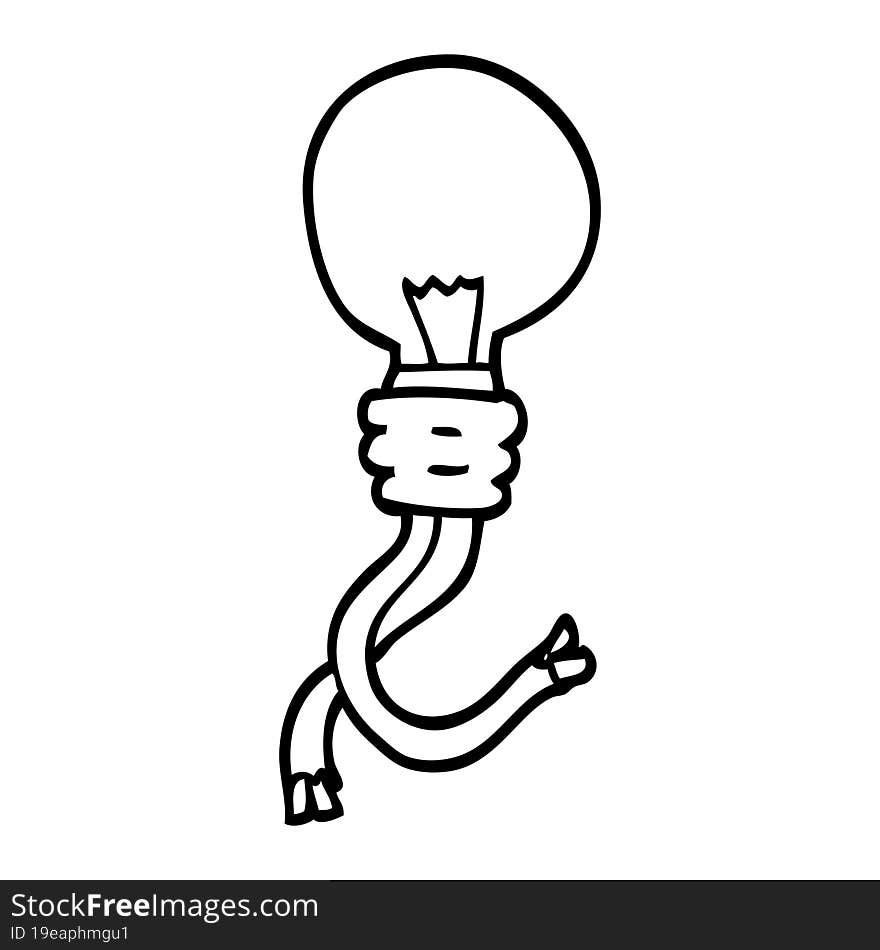 line drawing cartoon electric light bulb