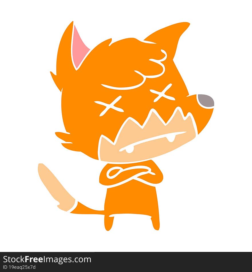 flat color style cartoon dead fox