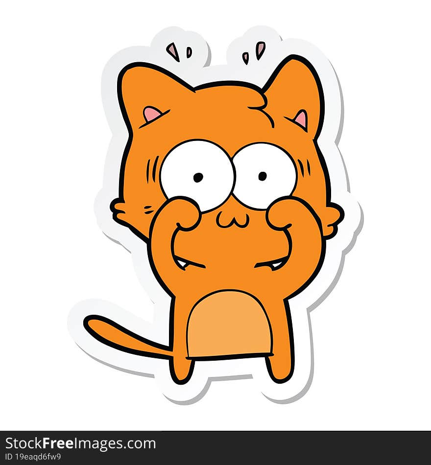 sticker of a cartoon surprised cat