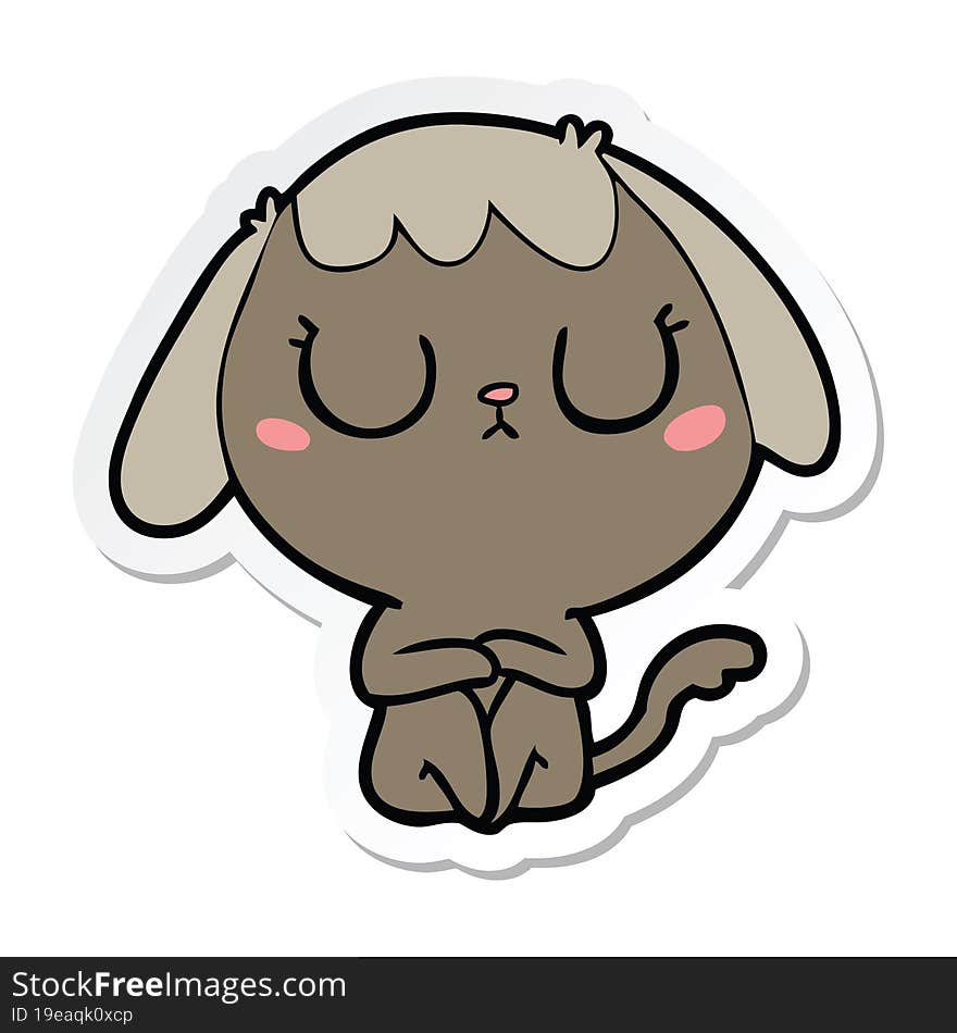 Sticker Of A Cute Cartoon Dog