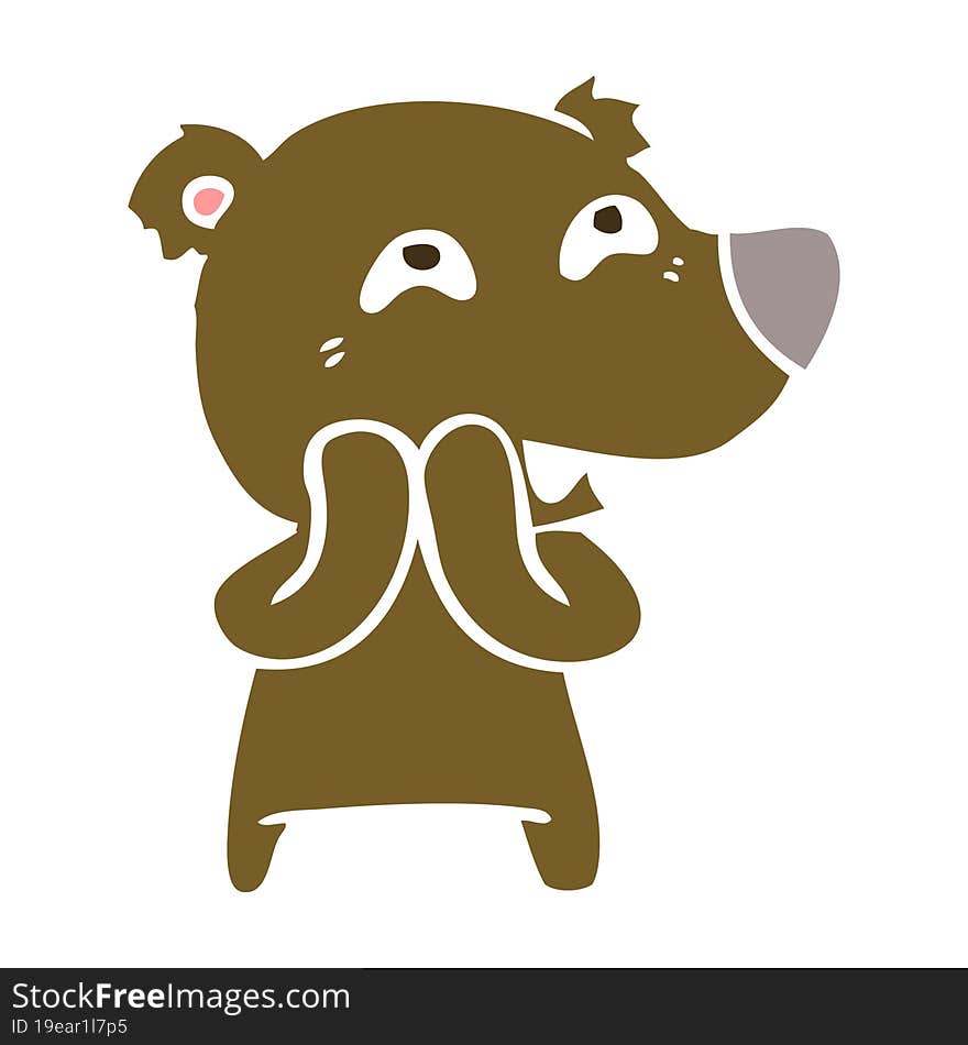 flat color style cartoon bear showing teeth