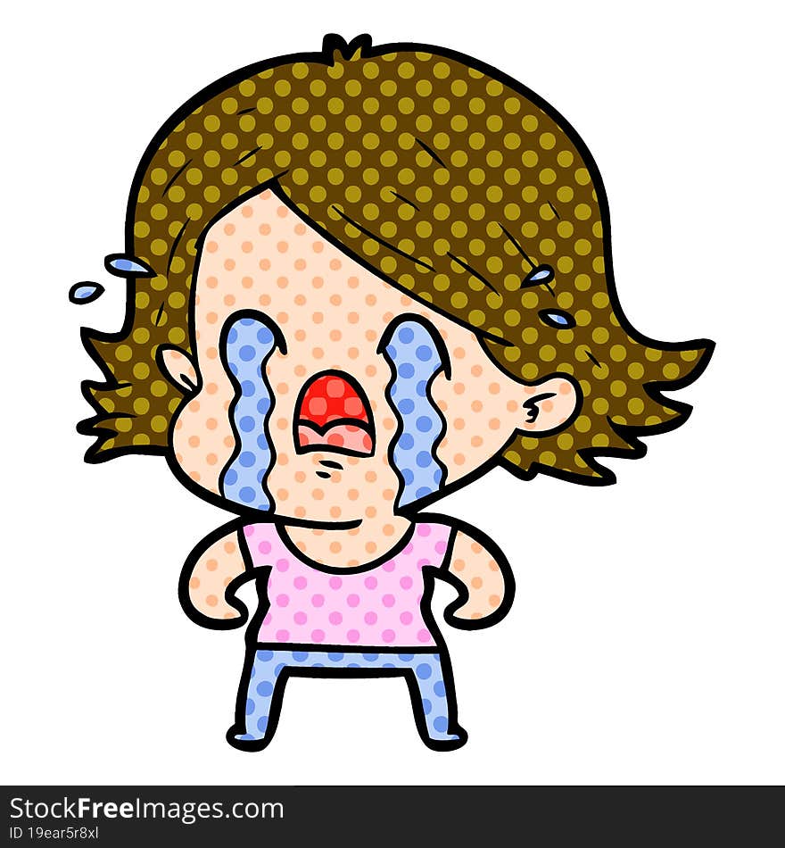 cartoon woman crying. cartoon woman crying