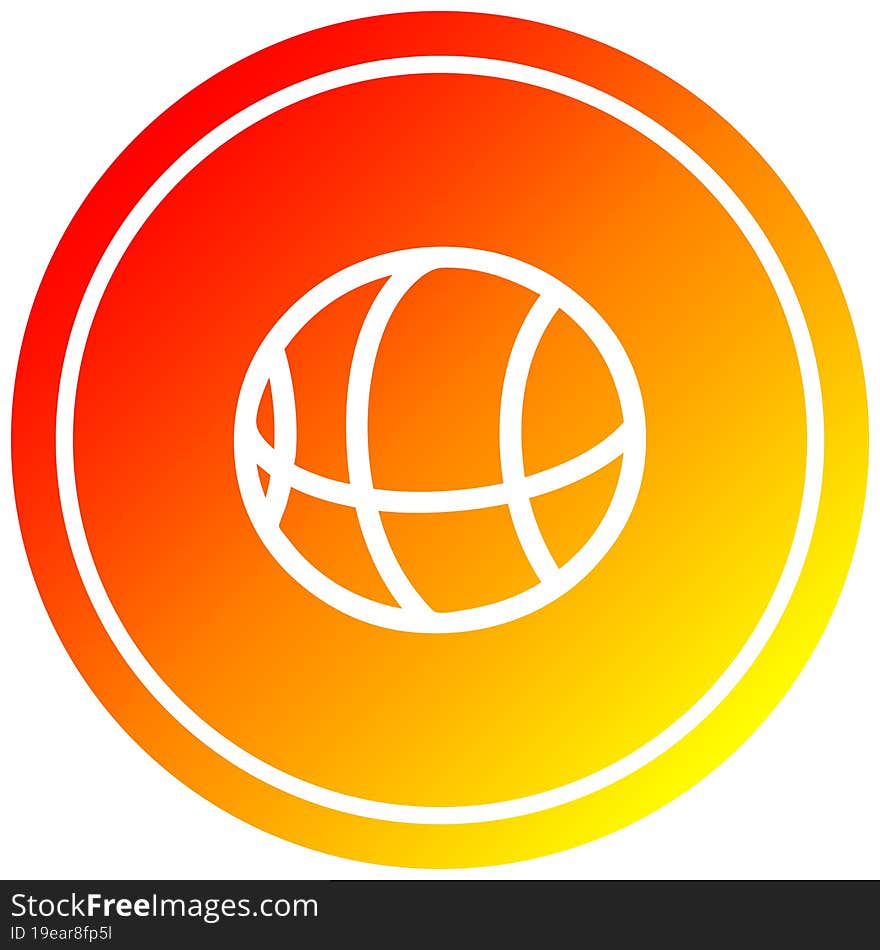 basketball sports circular in hot gradient spectrum