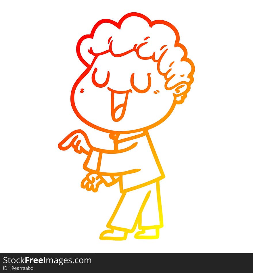 Warm Gradient Line Drawing Laughing Cartoon Man