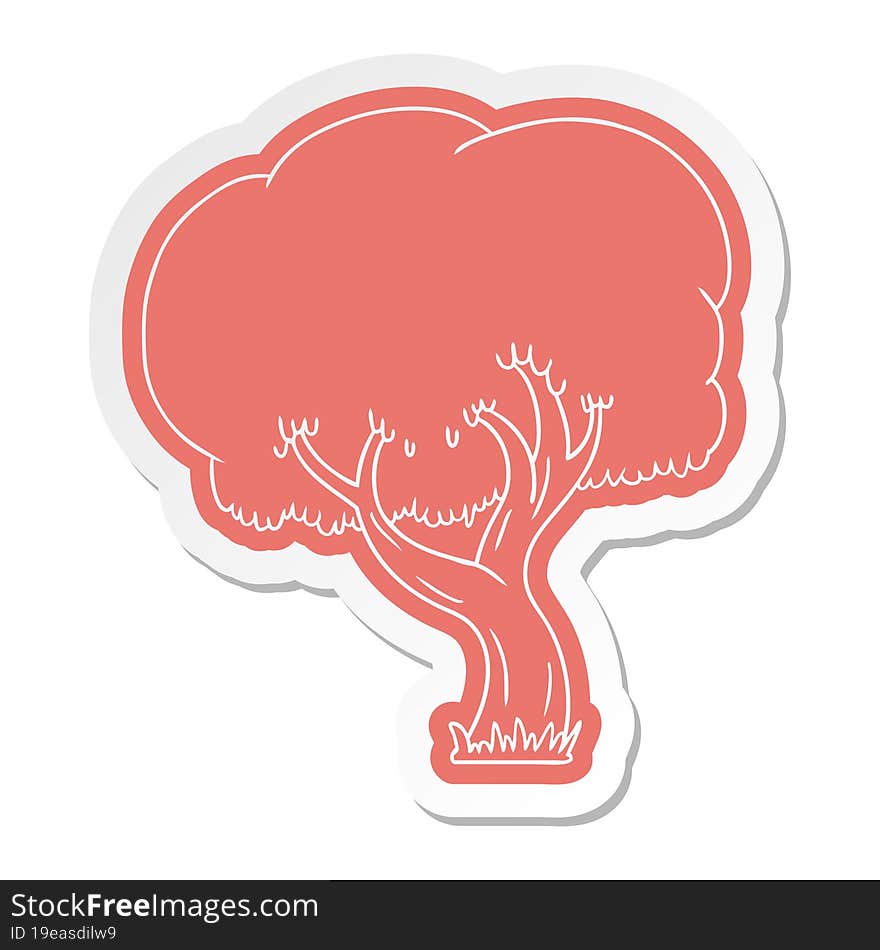 cartoon sticker of a summer tree