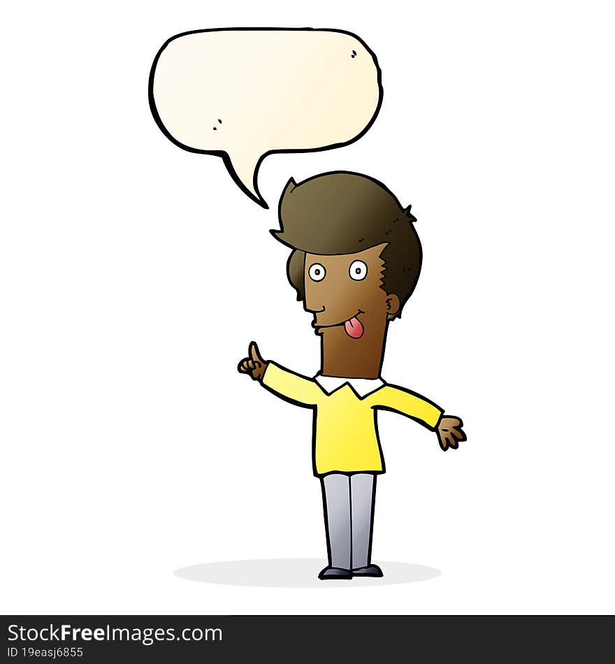 Cartoon Funny Man With Idea With Speech Bubble