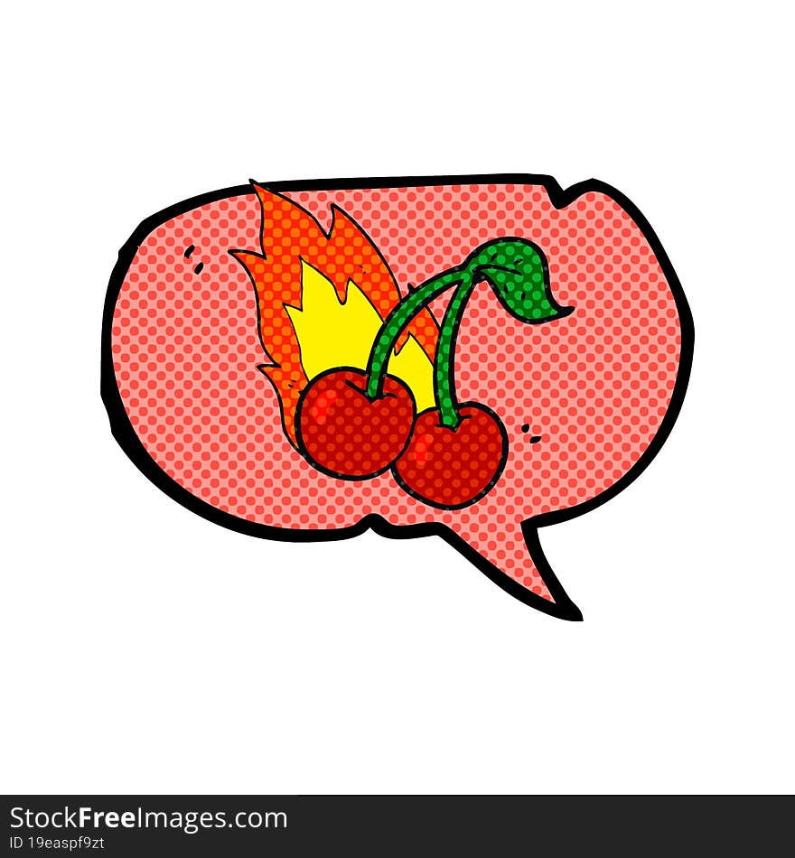 comic book speech bubble cartoon flaming cherries