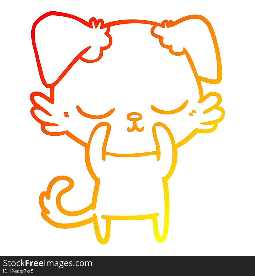 Warm Gradient Line Drawing Cute Cartoon Dog