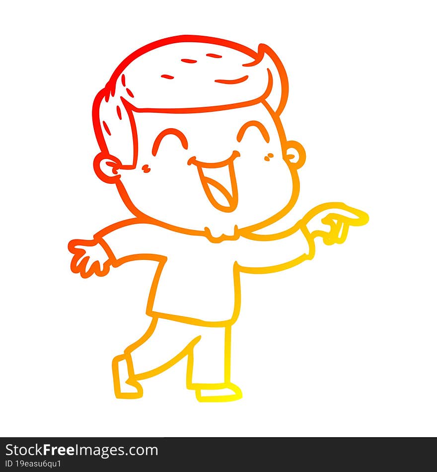 warm gradient line drawing of a cartoon man laughing