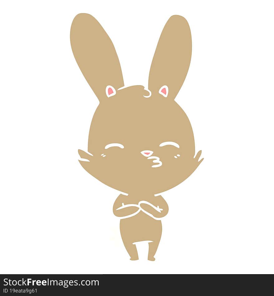 curious bunny flat color style cartoon