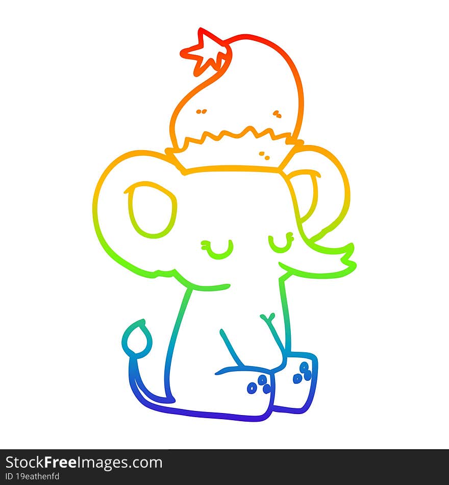 rainbow gradient line drawing cute christmas elephant