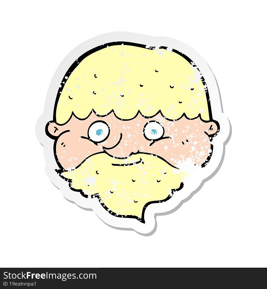 retro distressed sticker of a cartoon bearded man