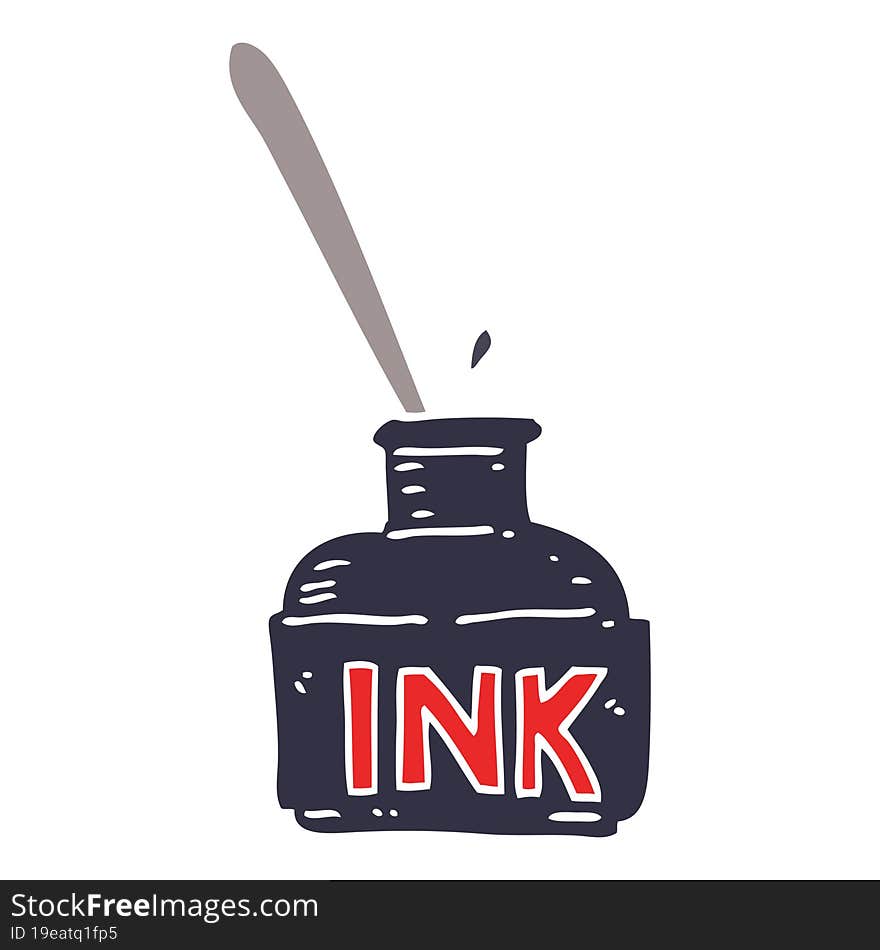 cartoon doodle ink bottle