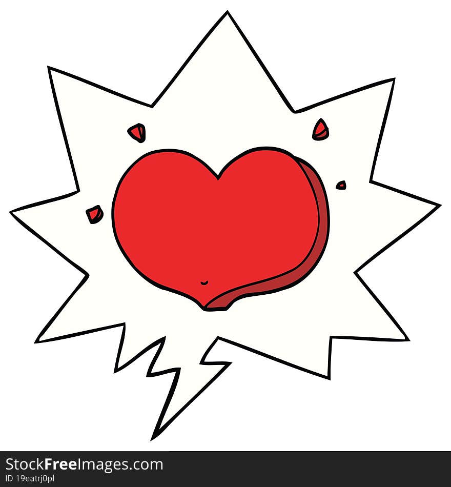 cartoon love heart with speech bubble. cartoon love heart with speech bubble