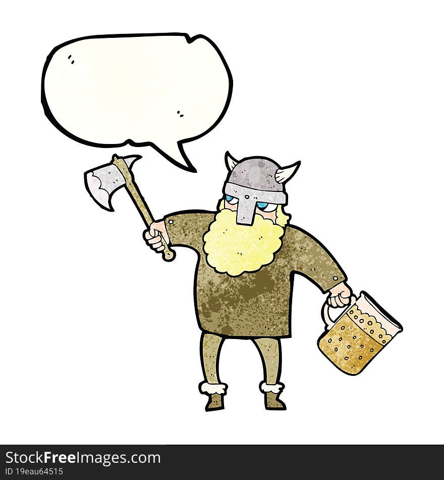 Speech Bubble Textured Cartoon Drunk Viking