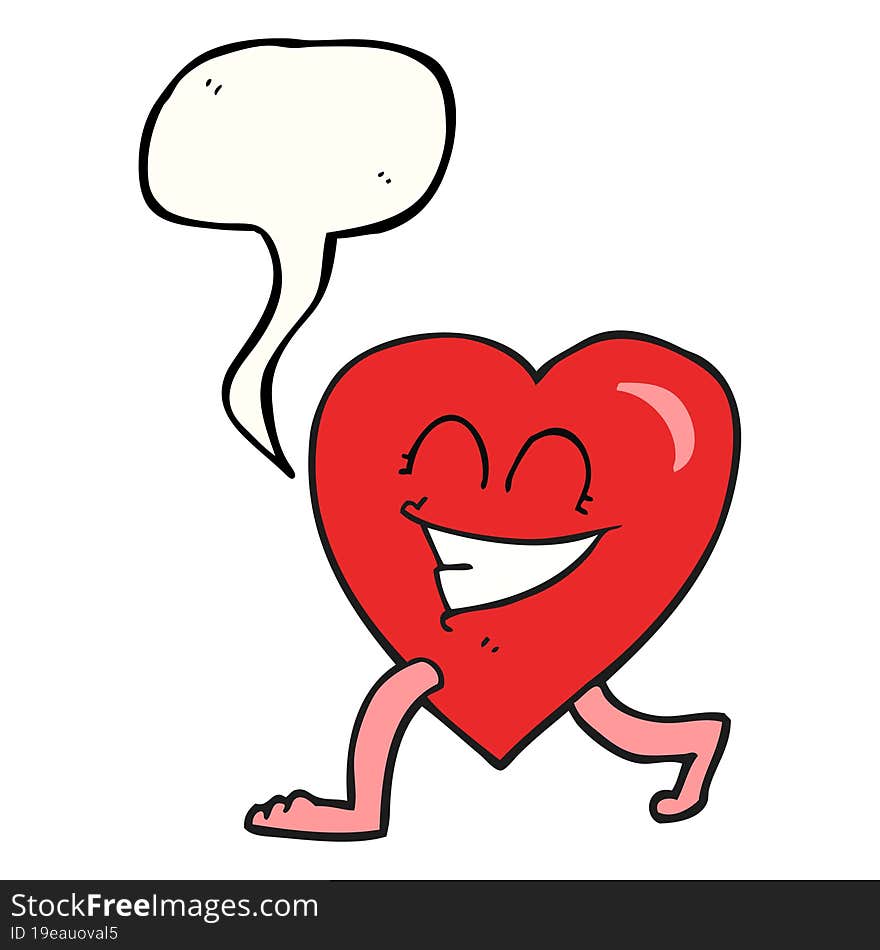 speech bubble cartoon walking heart