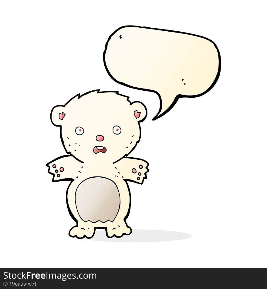 frightened polar bear cartoon with speech bubble