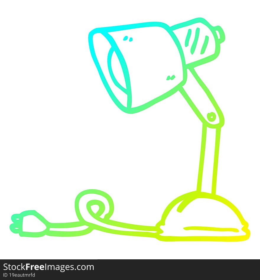 cold gradient line drawing of a cartoon desk lamp