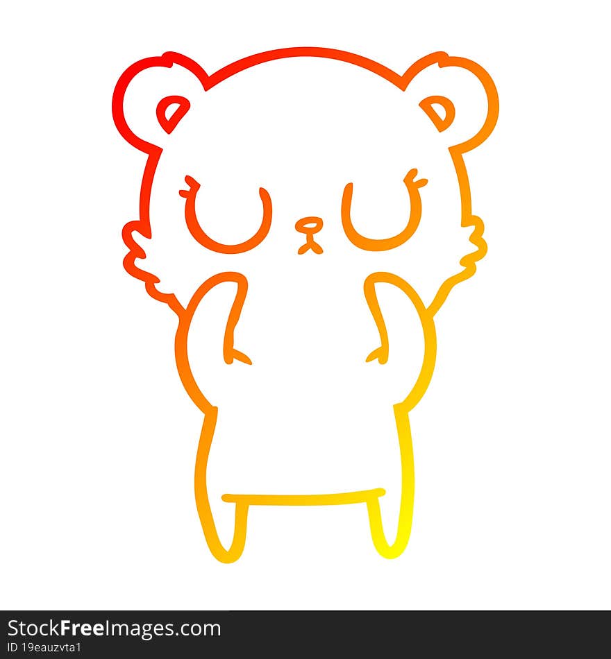 Warm Gradient Line Drawing Peaceful Cartoon Bear