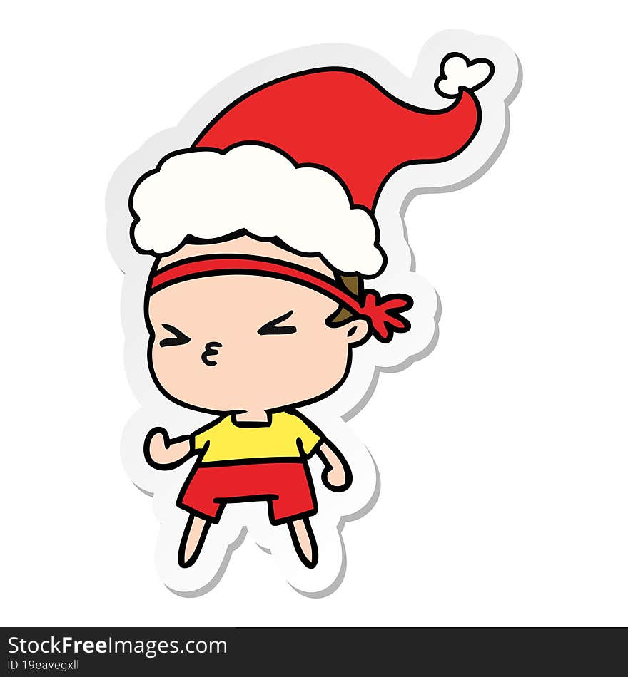 christmas sticker cartoon of kawaii boy