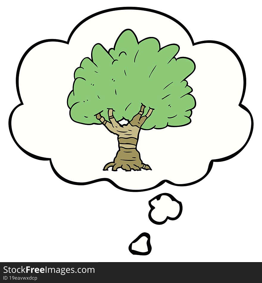 Cartoon Tree And Thought Bubble