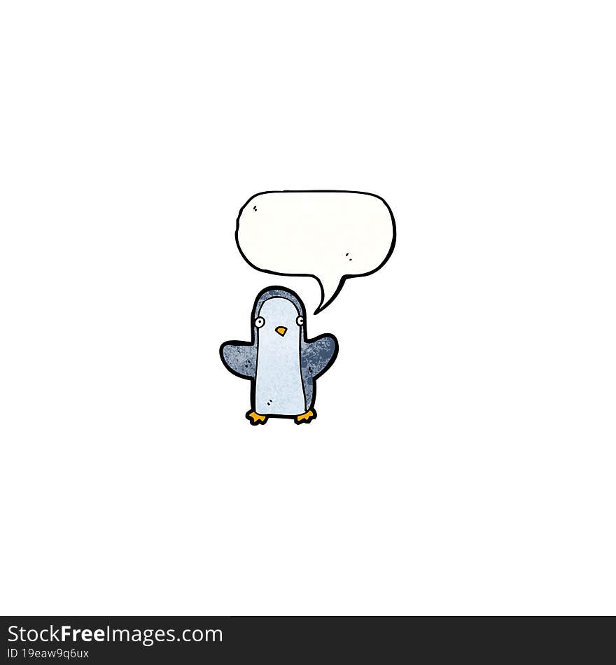 penguin with speech bubble cartoon