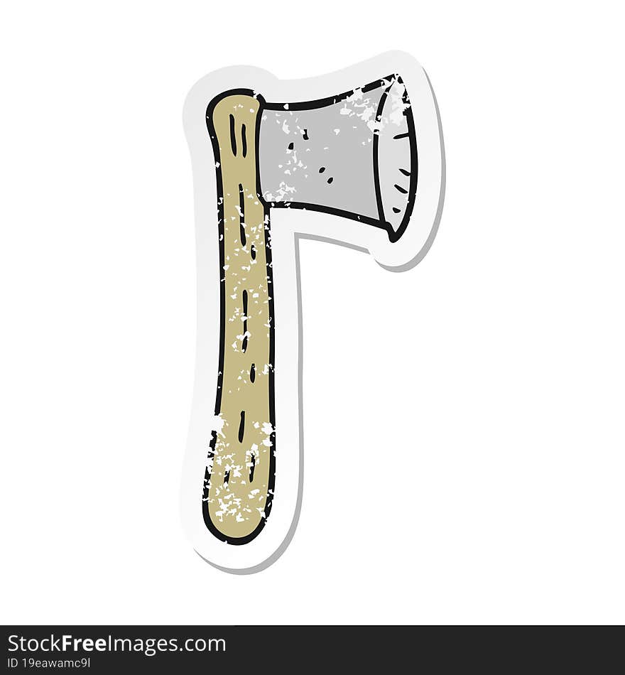 Retro Distressed Sticker Of A Cartoon Axe