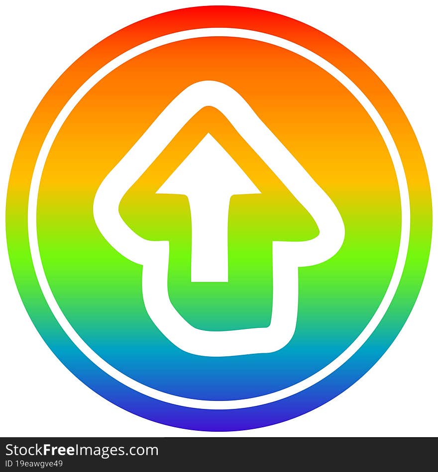 direction arrow circular icon with rainbow gradient finish. direction arrow circular icon with rainbow gradient finish