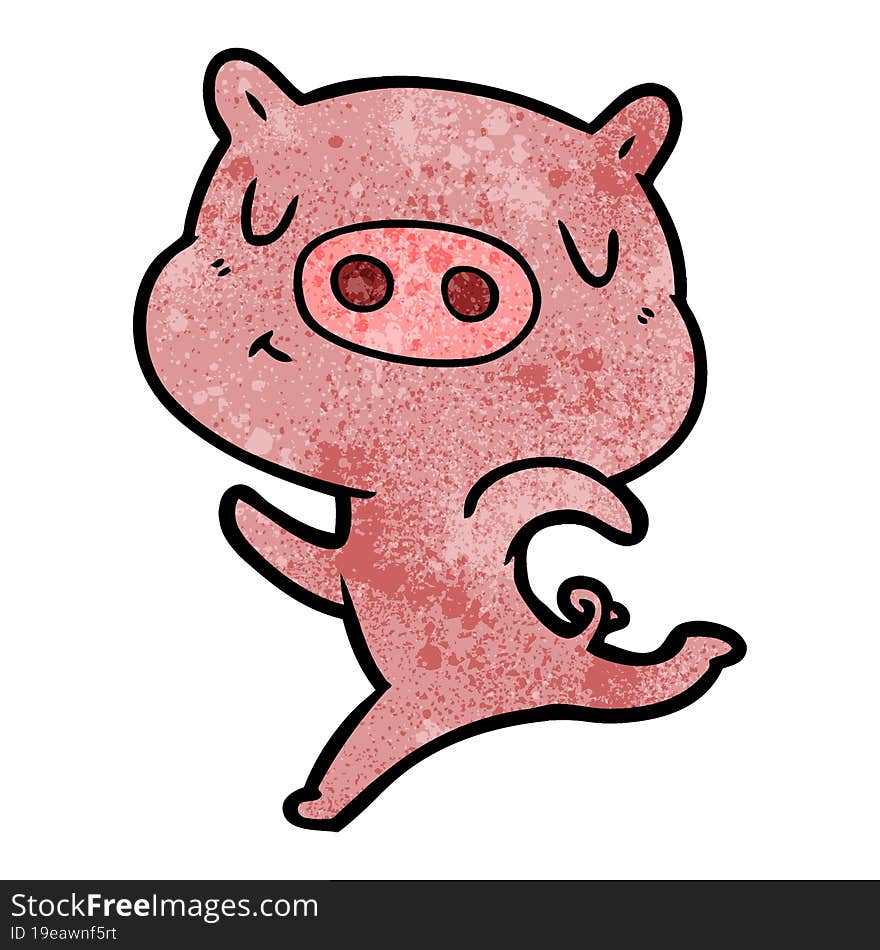 cartoon content pig running. cartoon content pig running