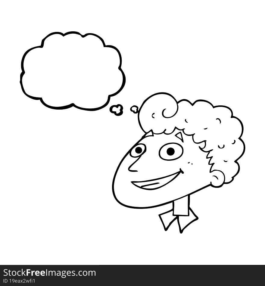 freehand drawn thought bubble cartoon happy man