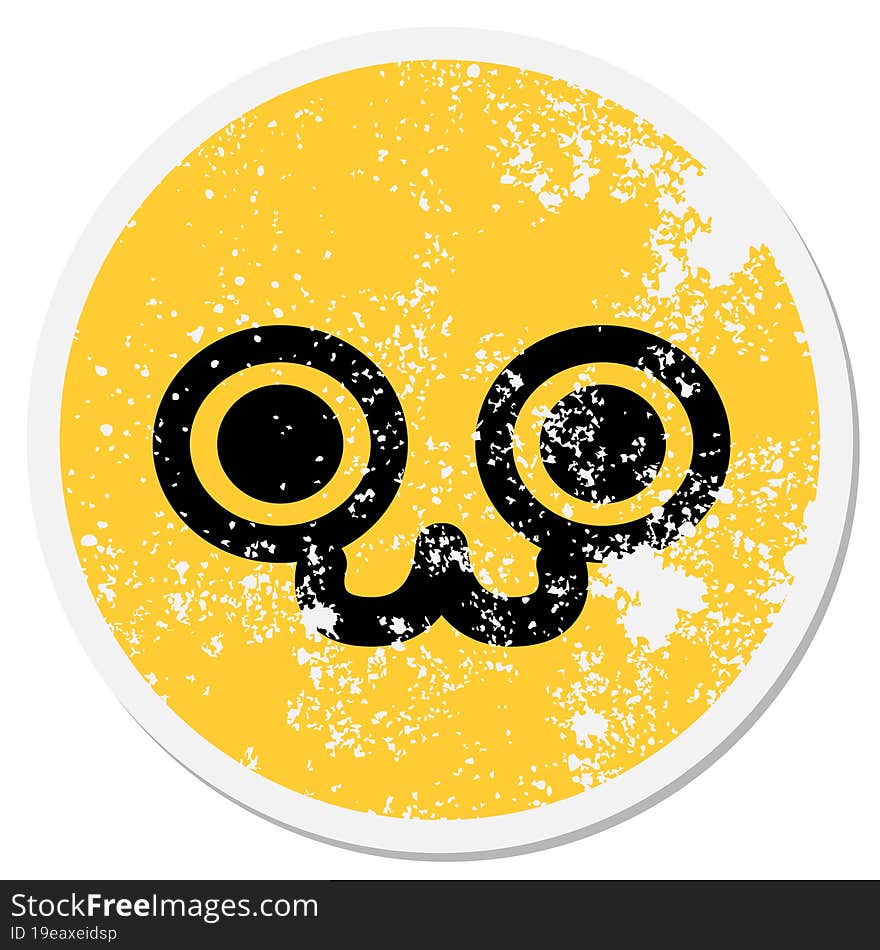 staring cute animal face circular sticker