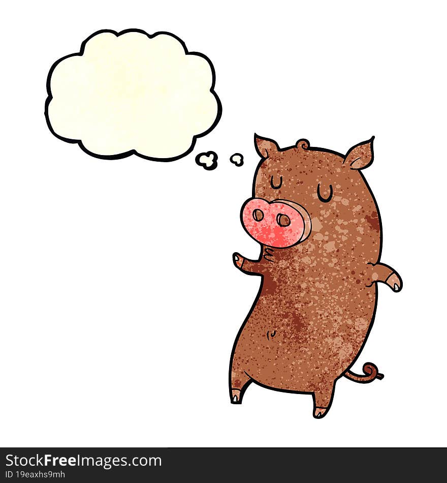 Funny Cartoon Pig With Thought Bubble