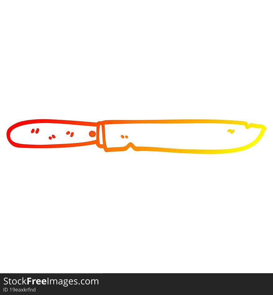 warm gradient line drawing cartoon bread knife