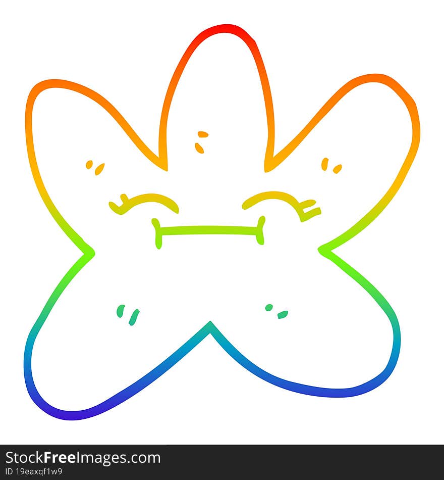 rainbow gradient line drawing cartoon star fish