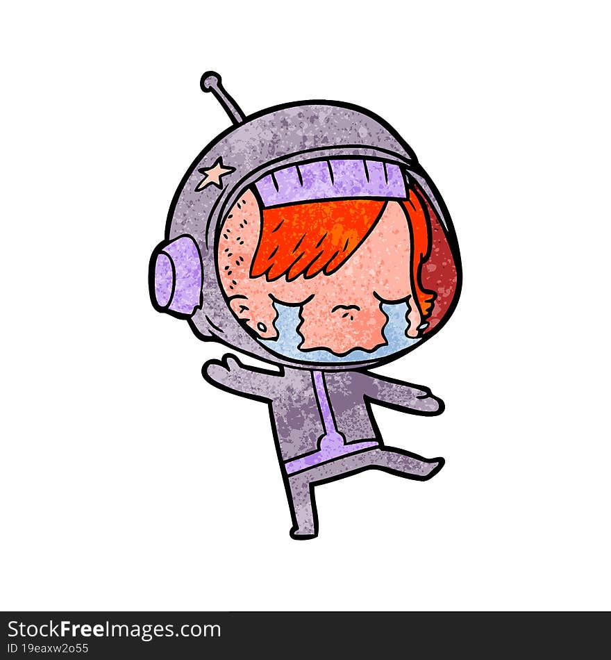 cartoon crying astronaut girl. cartoon crying astronaut girl