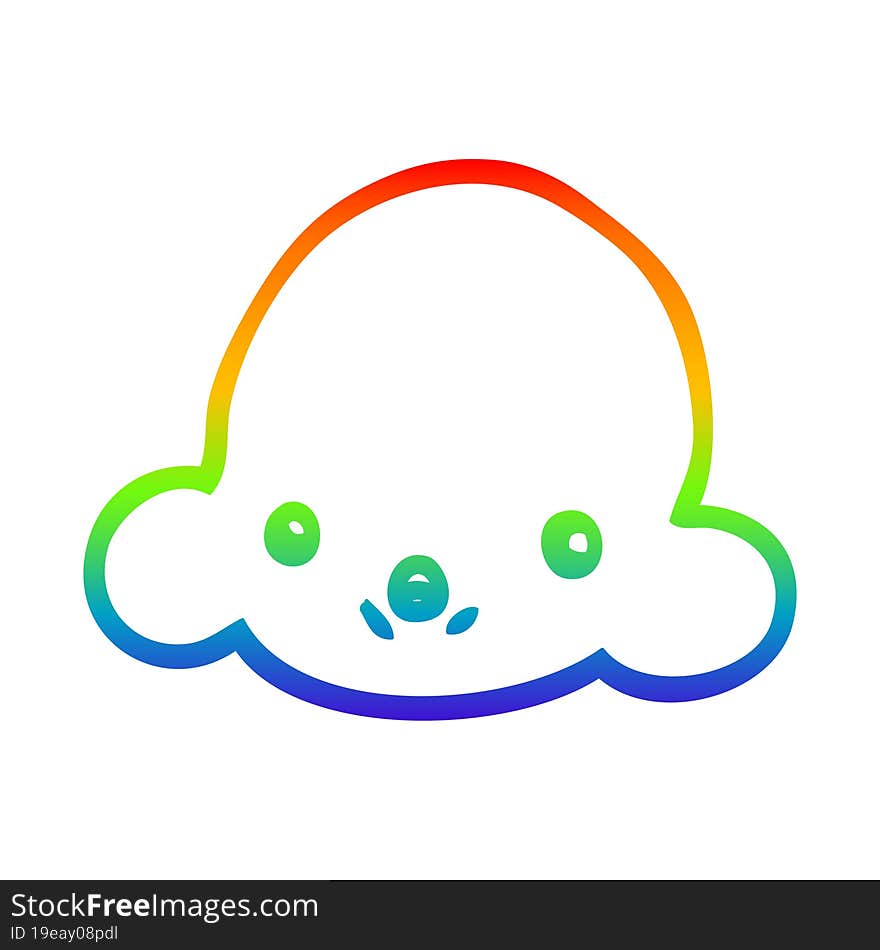 rainbow gradient line drawing cartoon cloud