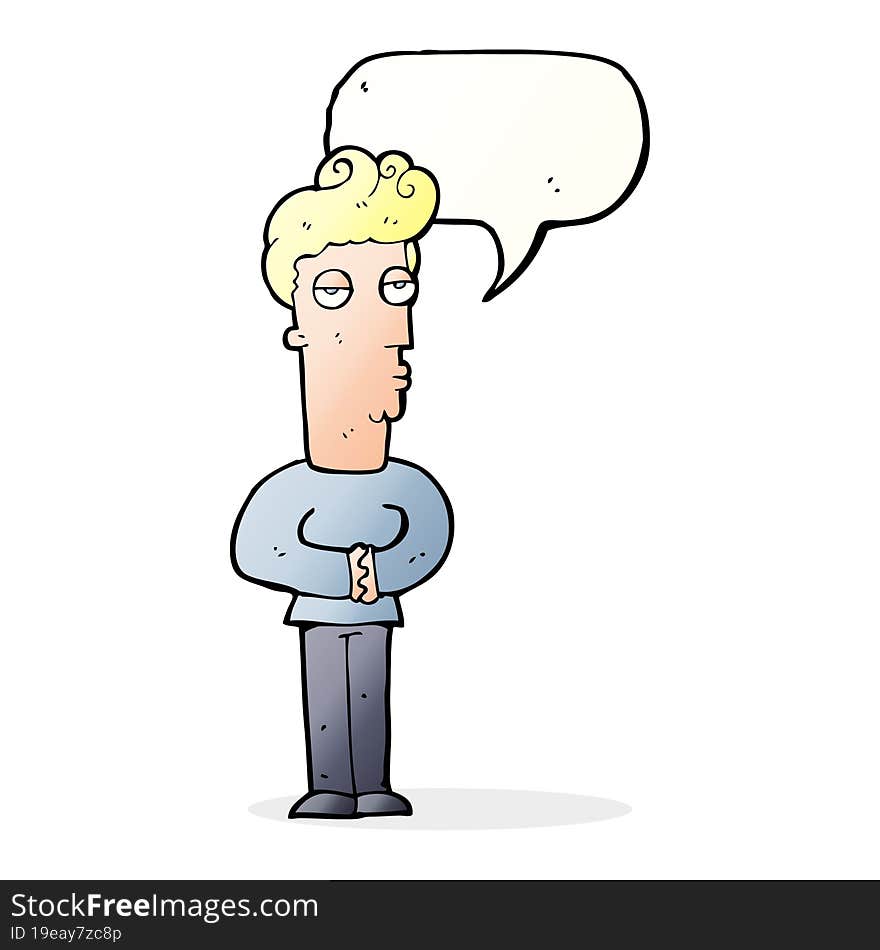 cartoon jaded man with speech bubble