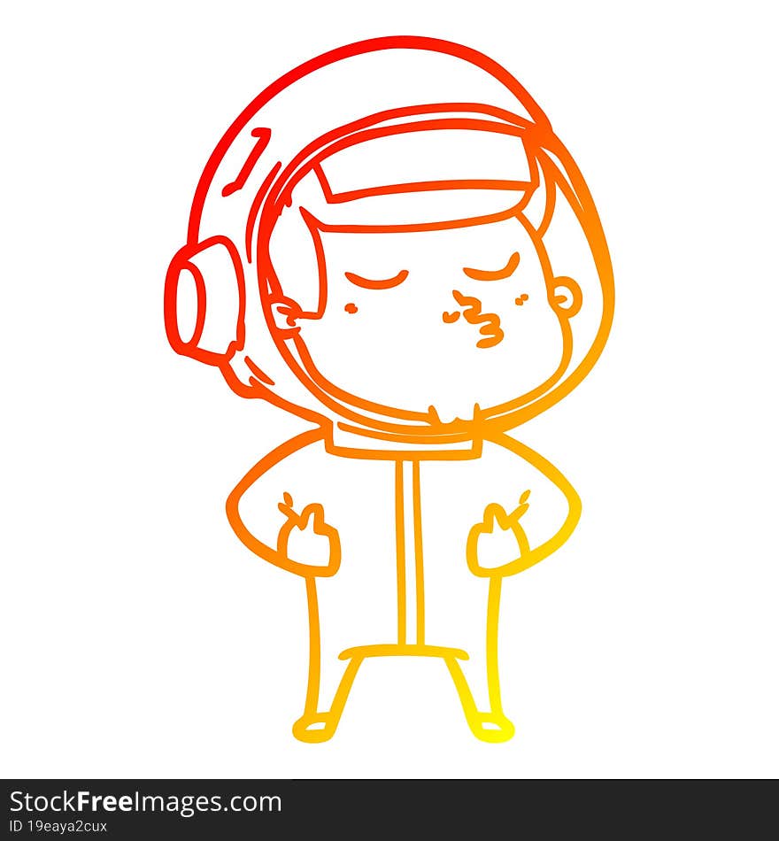 warm gradient line drawing cartoon confident astronaut