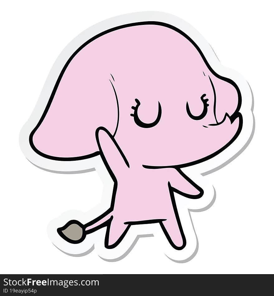 sticker of a cute cartoon elephant