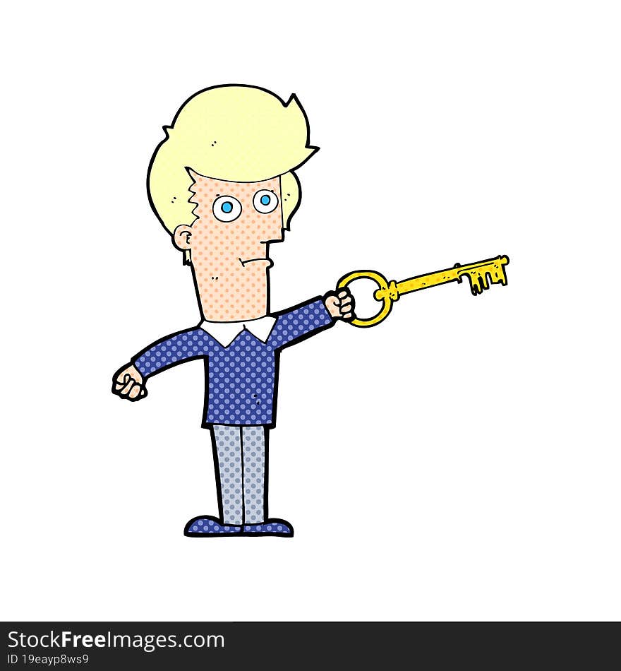 cartoon man with key