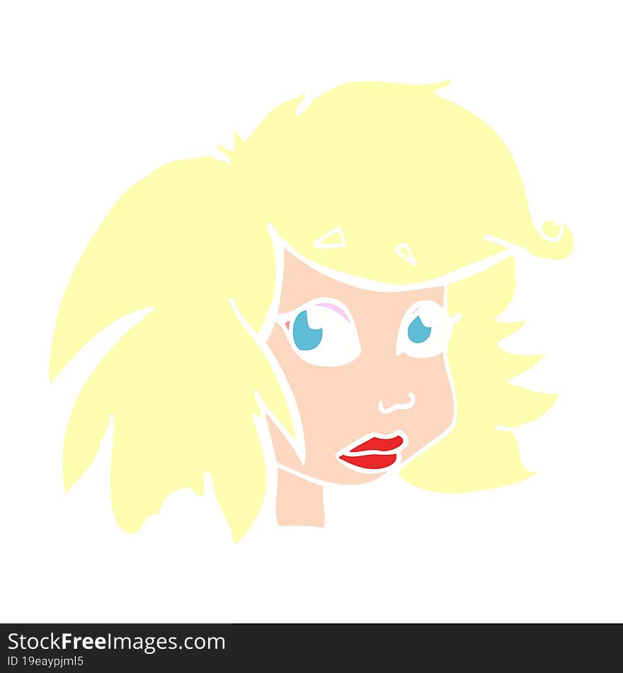 flat color illustration of female face. flat color illustration of female face