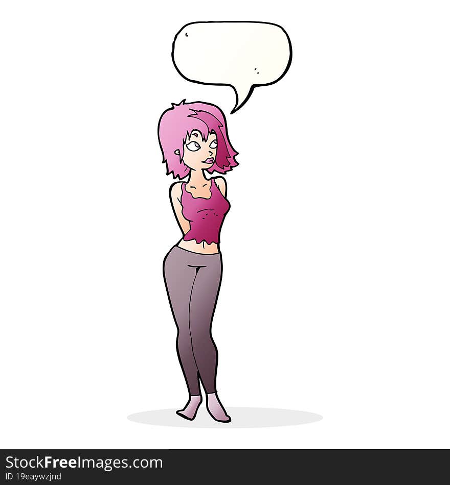 cartoon attractive girl with speech bubble