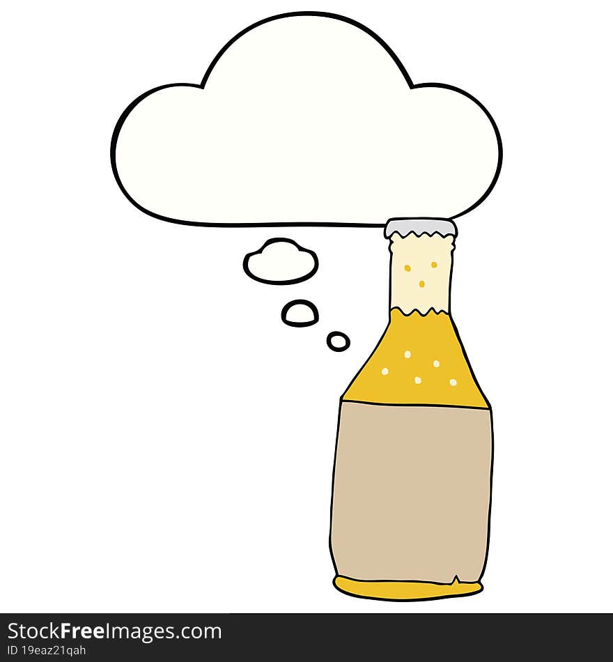 Cartoon Beer Bottle And Thought Bubble