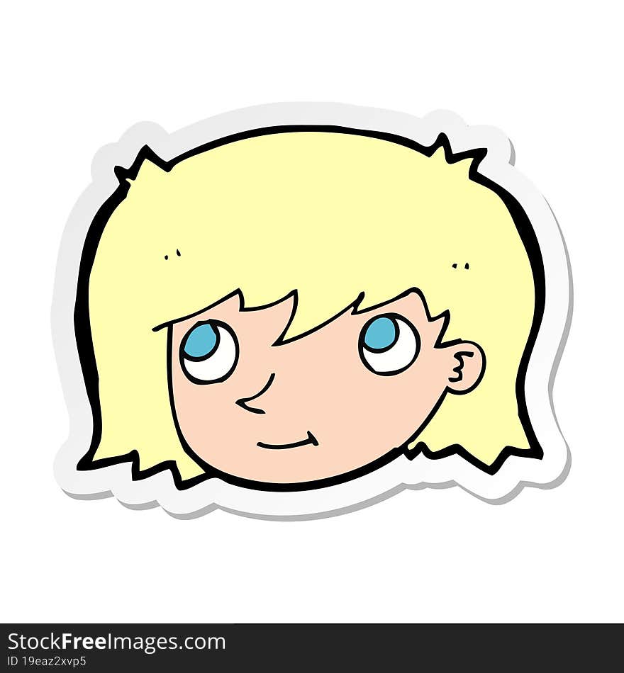 Sticker Of A Cartoon Female Face