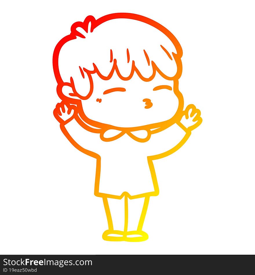 warm gradient line drawing cartoon curious boy