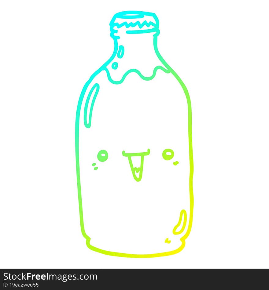 cold gradient line drawing cute cartoon milk bottle