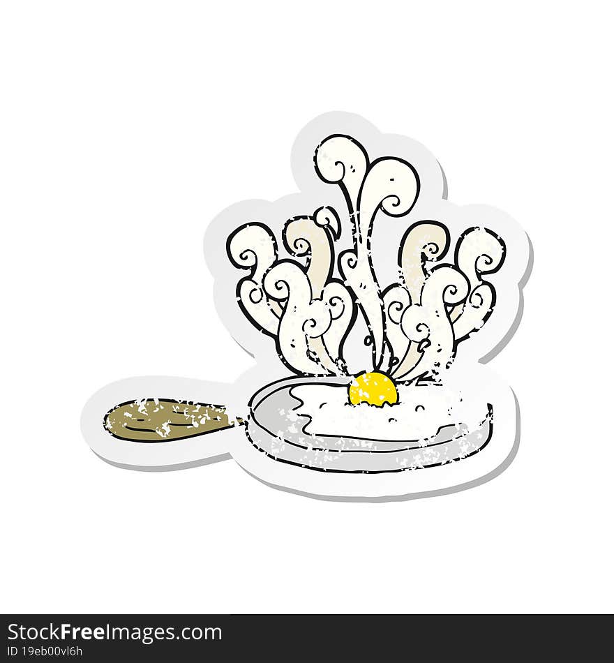 retro distressed sticker of a frying cartoon egg